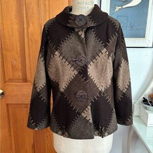 AN REN Vintage brown plaid cropped jacket!